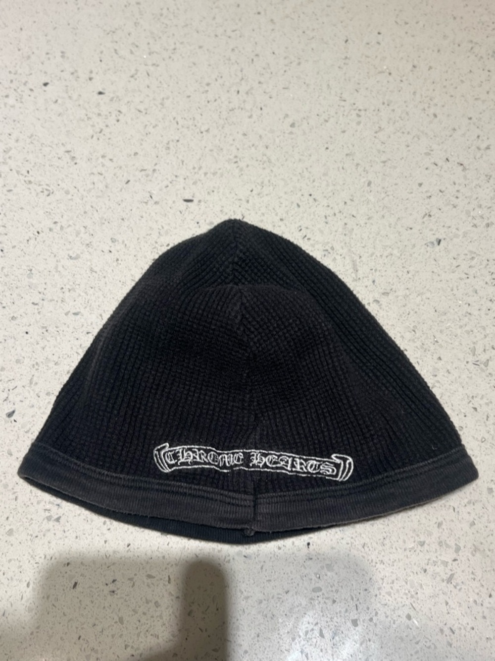 Chrome Hearts Black Beanie with White Logo Tag